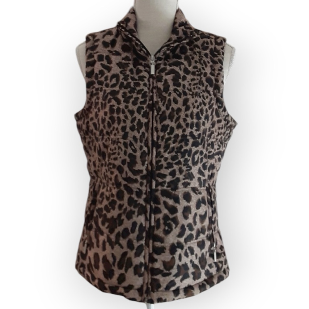 Jane Ashley Size S Animal Print Puffer Vest